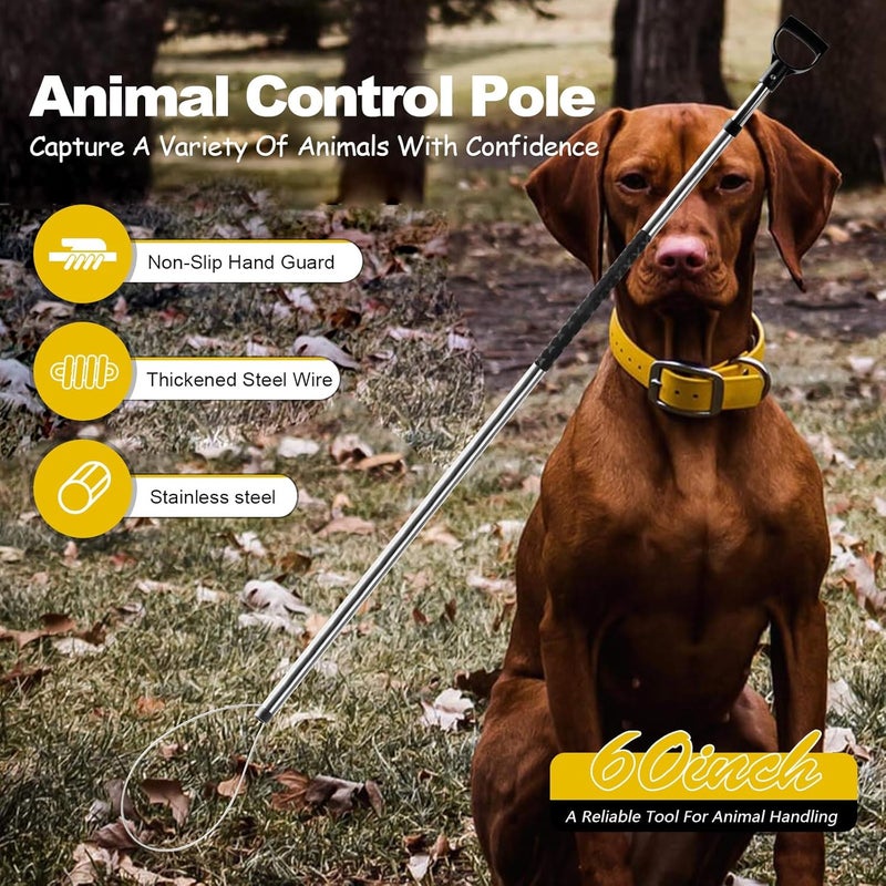 Smarkey 60"-92" Animal Catch Pole Wildlife Control Tool Noose Holder Net Kit for Dogs Feral Cat Raccoons Hog Pig Fox Coyote Bulldog Wolf Goat Lizards Boar Bichon Calf Piglet Gator - Image 2